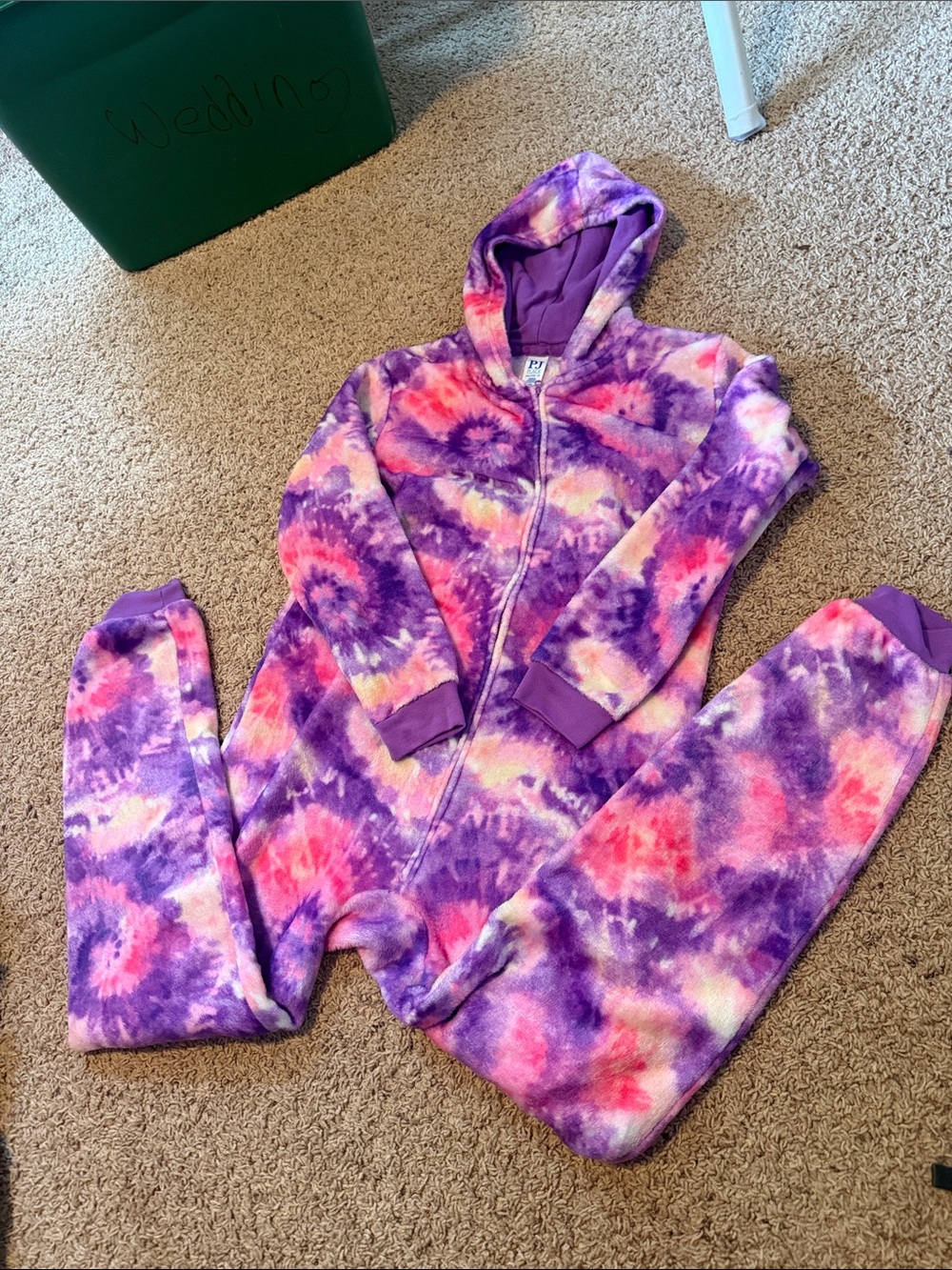 Children’s Place Girls' Purple Tie-Dye Fleece zip up pjs